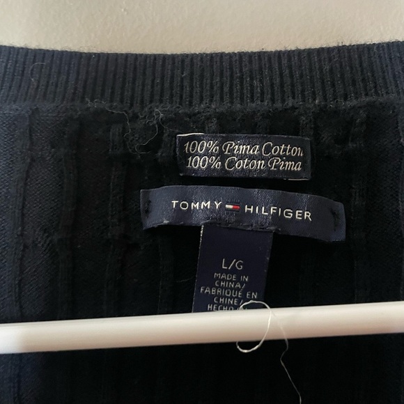 Tommy Hilfiger Black 100% Pima Cotton Cardigan size L - Picture 2 of 4